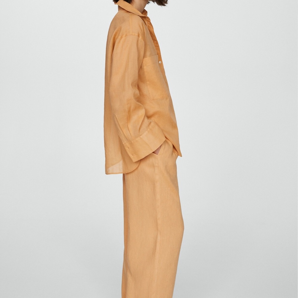 Mango Wide Leg Orange Pants for Women - Picture 6 of 11